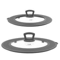 Set of 2 Vented Tempered Glass Universal Lid with Silicone, Light Grey T654