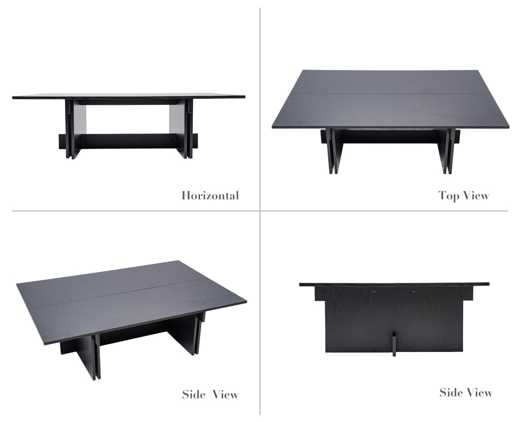 48" Rustic Wood Coffee Table with Geometric Base T87469