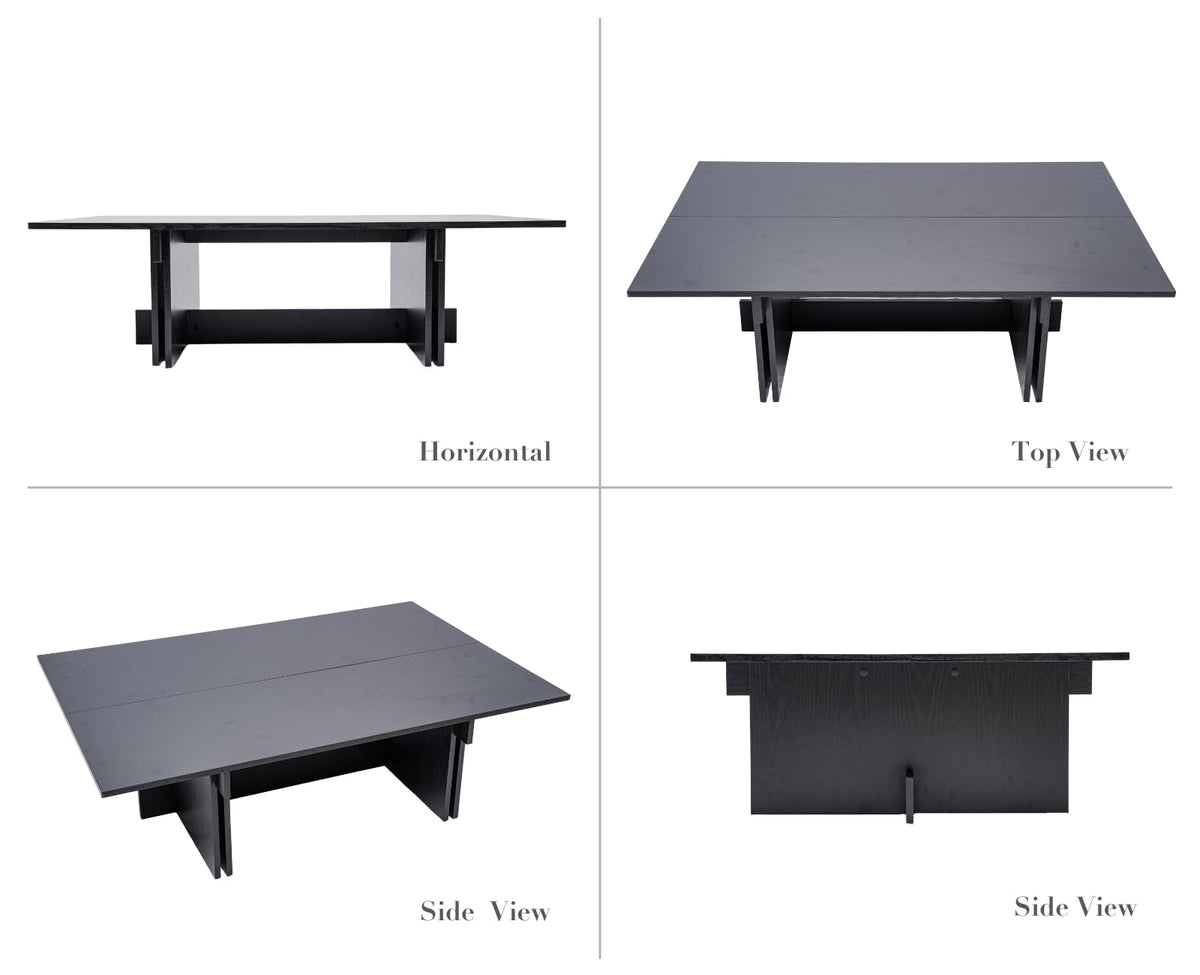 48" Rustic Wood Coffee Table with Geometric Base T87469
