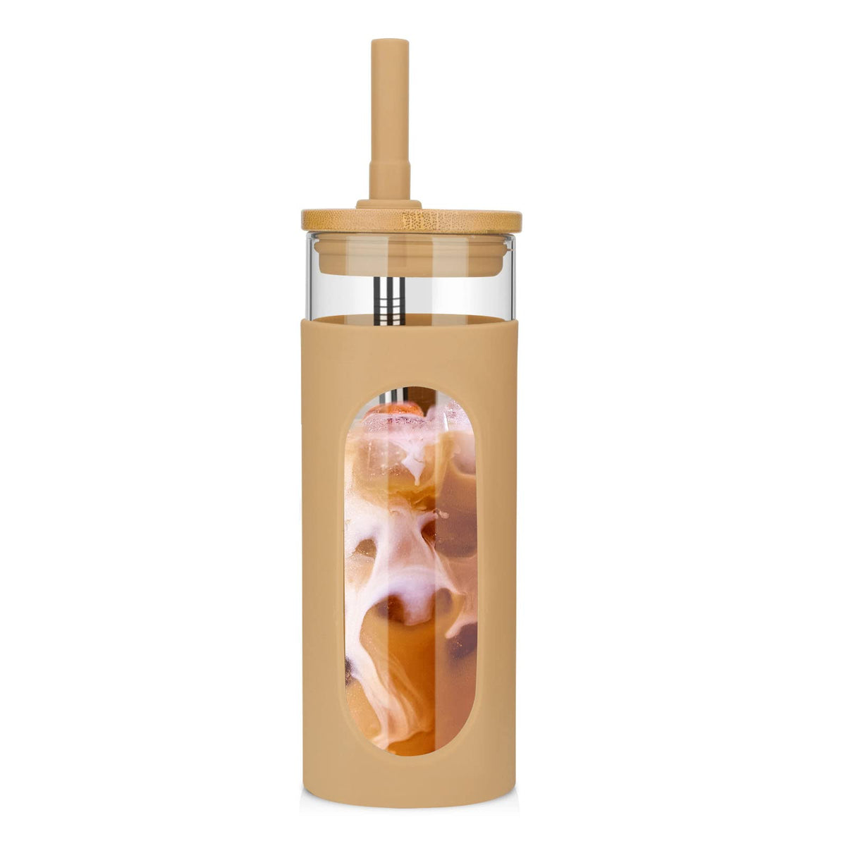 22 oz Glass Tumbler with Lid & Straw W2986