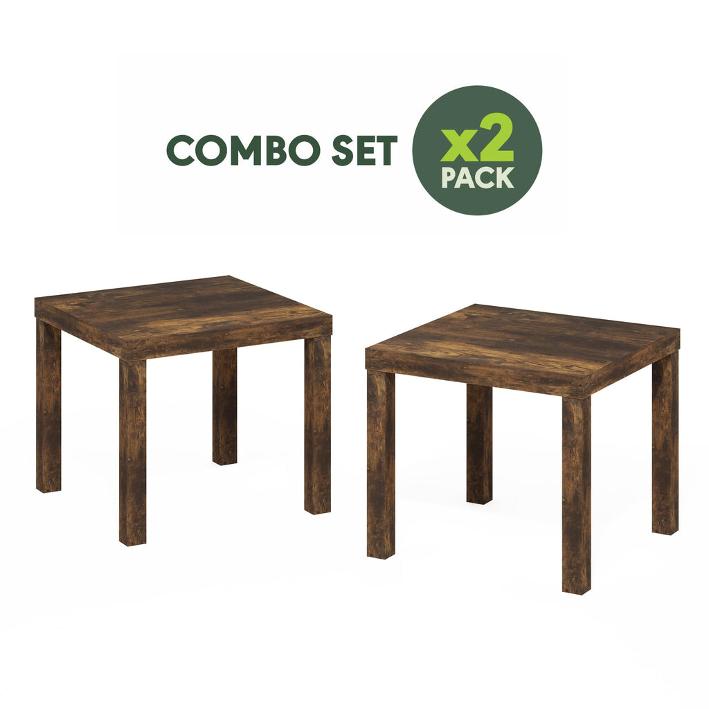 Rustic Brown Square Side Table Set of 2 S36396