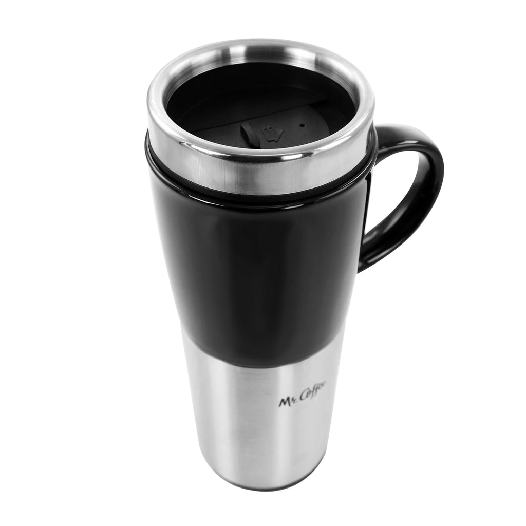 Stainless Steel Stoneware Travel Mug, 16 Oz, Black V637978