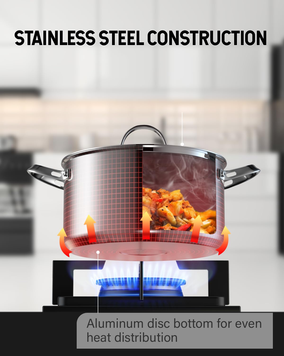 7 Quart Stainless Steel Stock Pot with Lid F18974