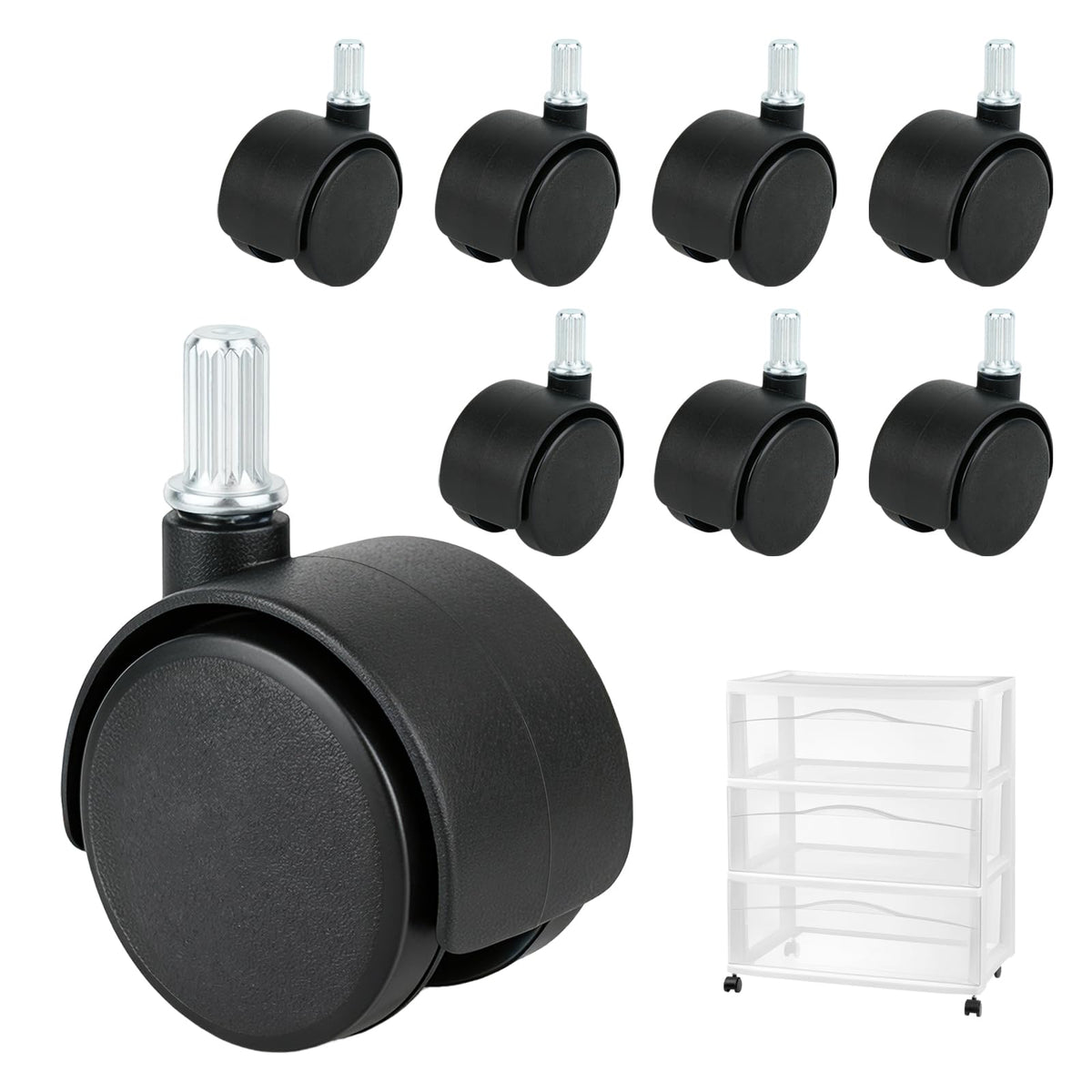 8PCS Replacement Casters for 3 Drawer Cart W6606