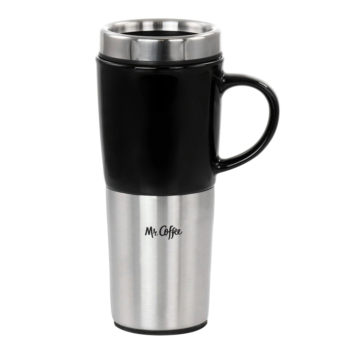 Stainless Steel Stoneware Travel Mug, 16 Oz, Black V637978