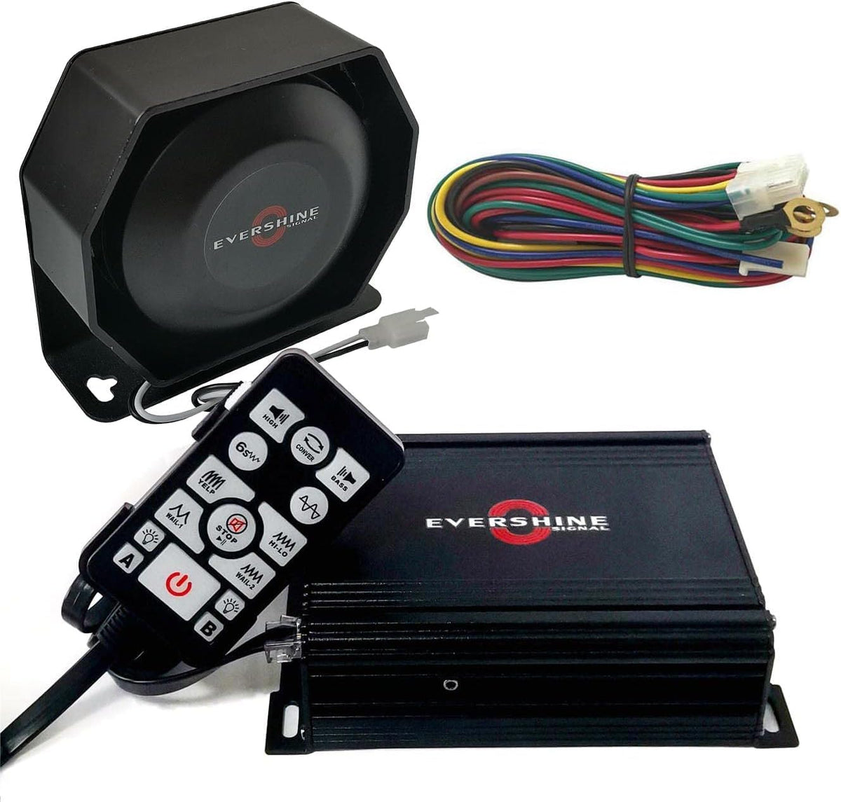 12V/24V 100W Heavy Duty Multi-Tones Siren Amplifier Horn Kit K863