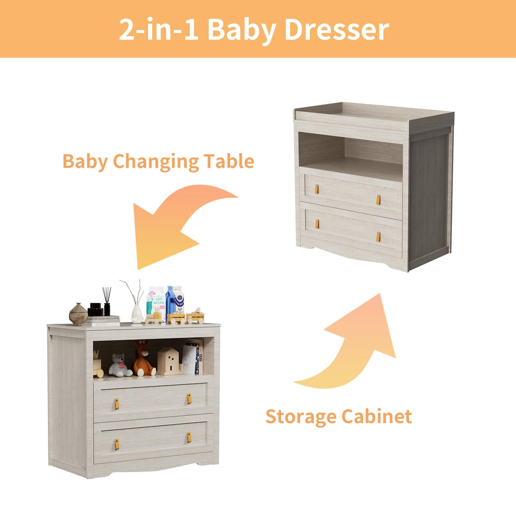 Beige Baby Dresser with Changing Table Top I267934