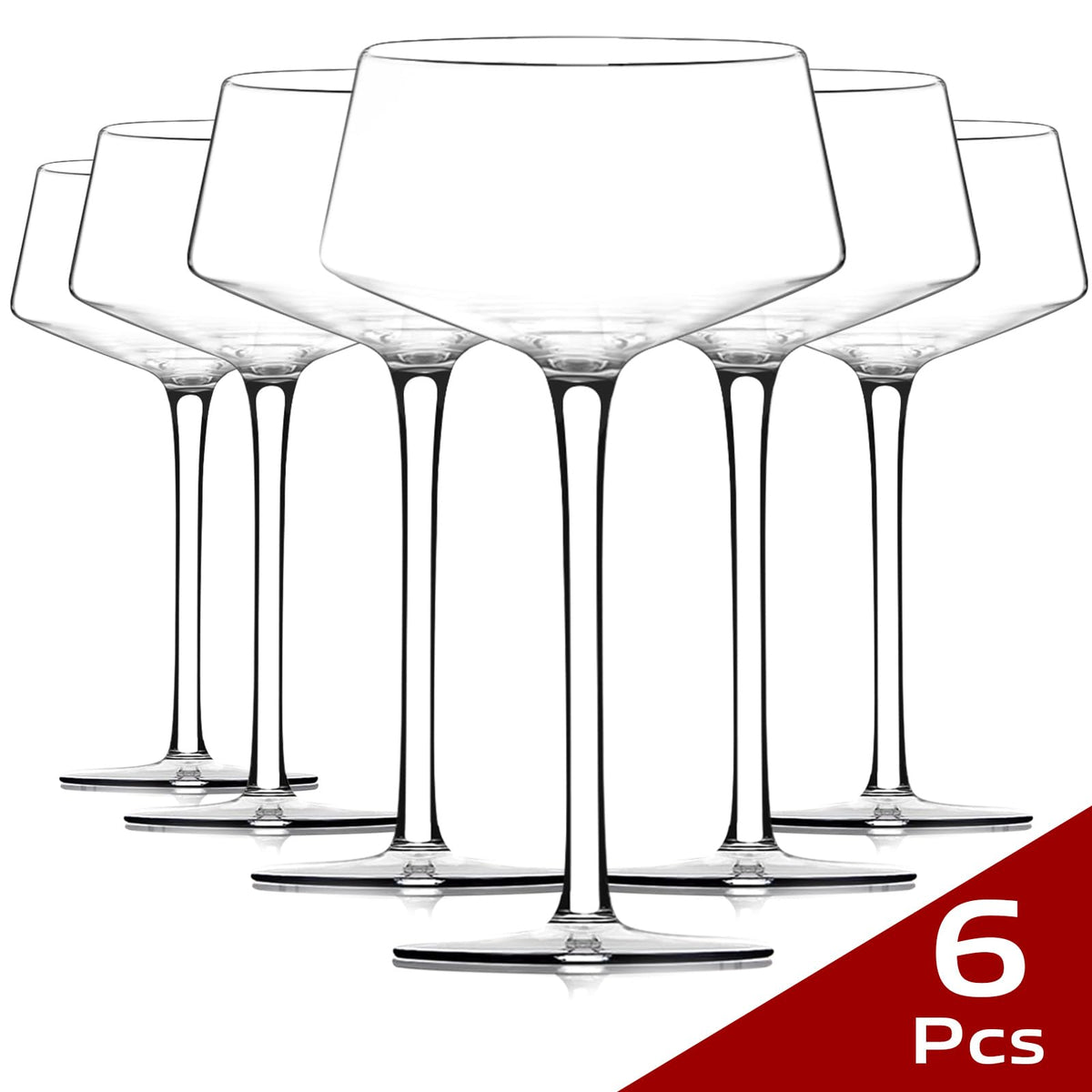 Martini Glasses Set of 6, 8Oz Hand Blown Crystal Cocktail Glasses O787