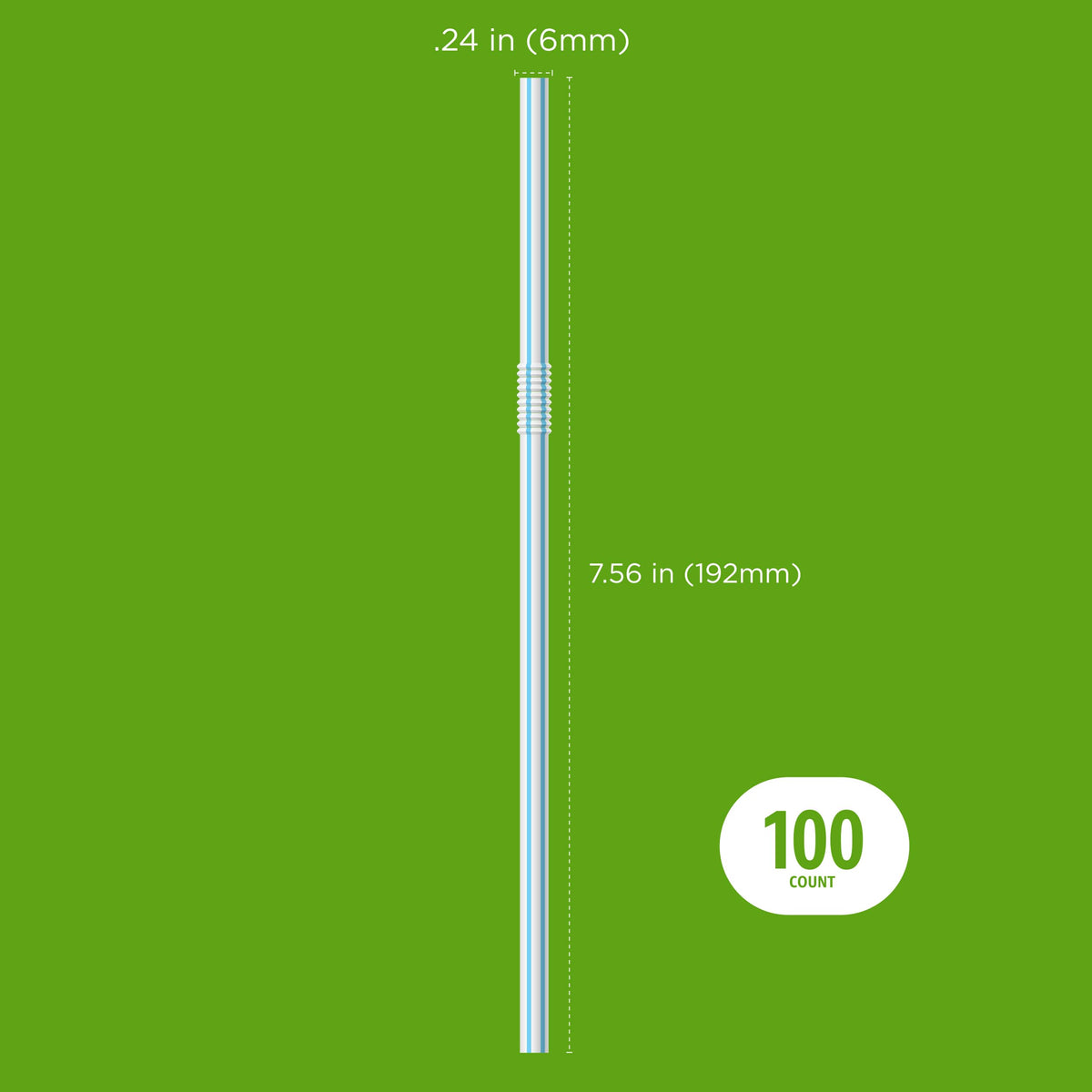 Disposable Striped Plastic Flex Straws, 100 Count G90193
