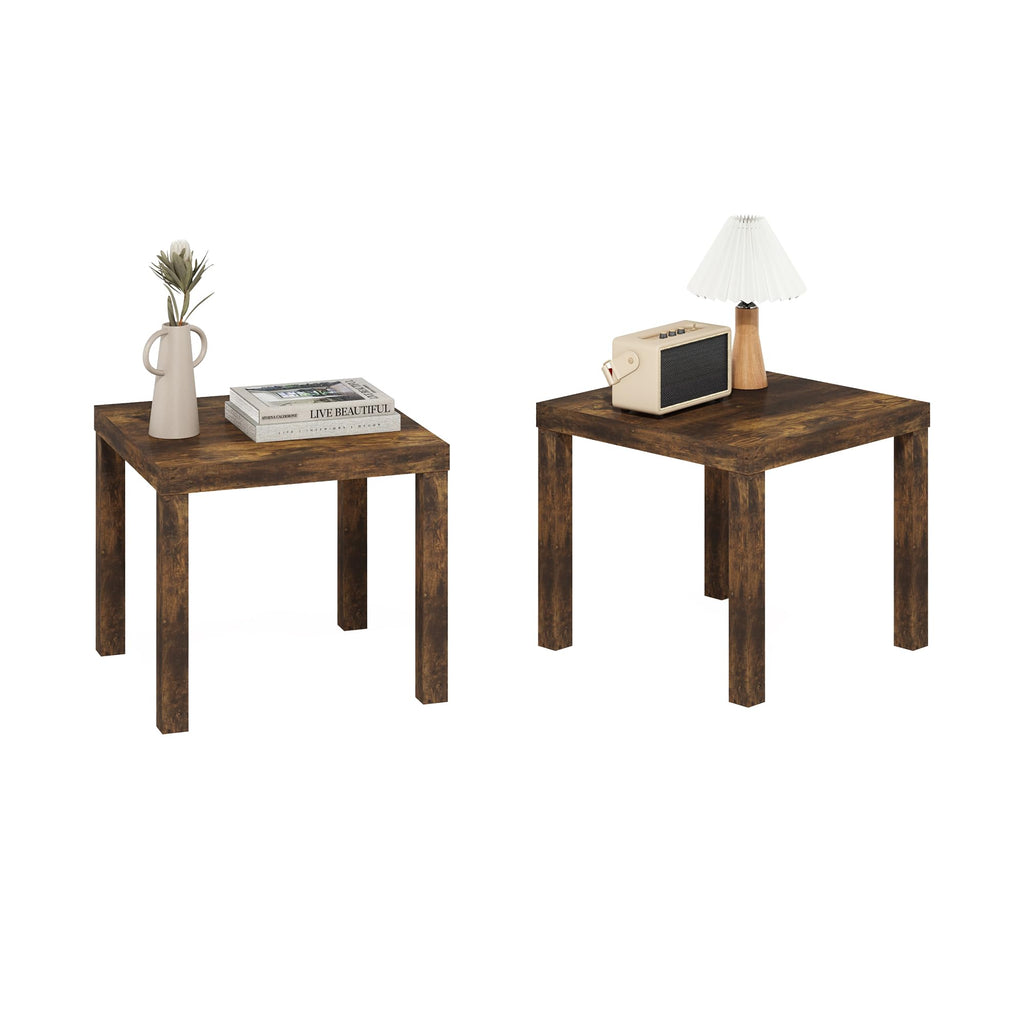 Rustic Brown Square Side Table Set of 2 S36396