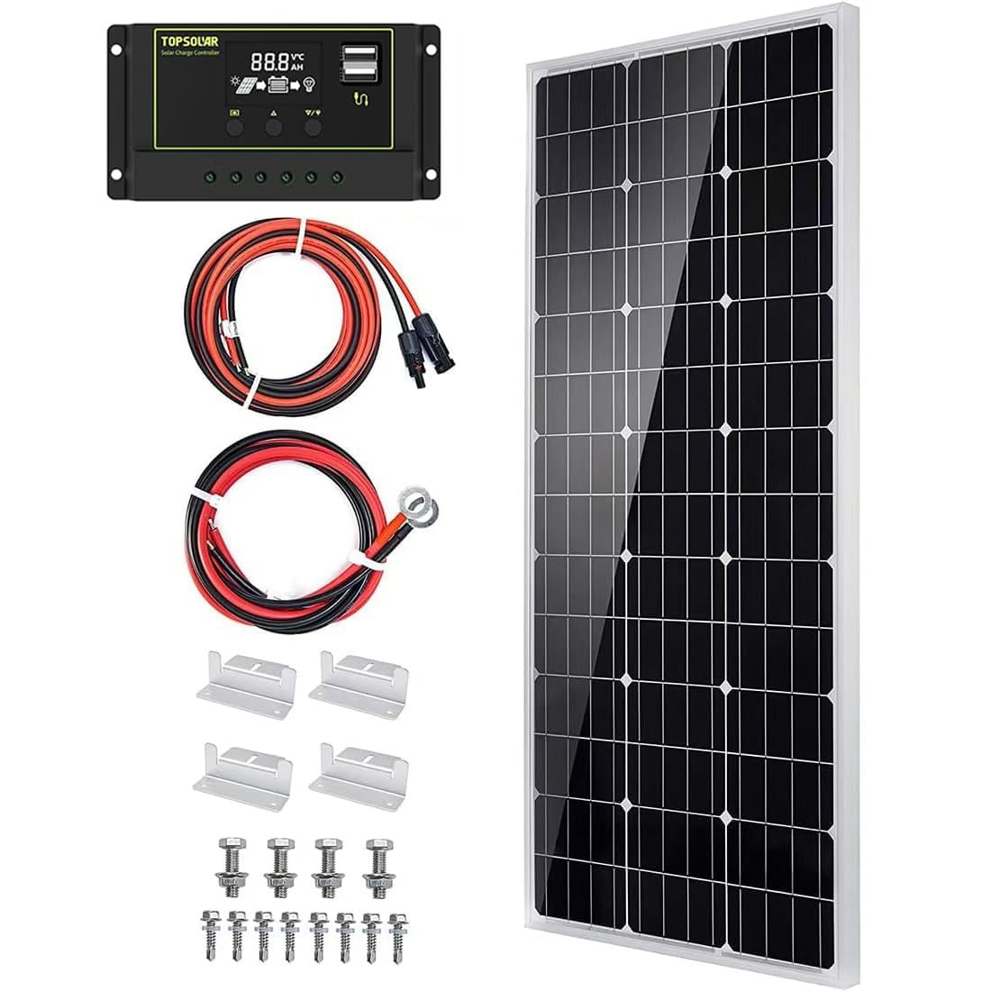 100 Watt 12 Volt Monocrystalline Solar Panel Kit L35750