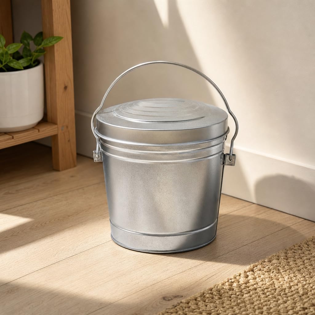 6 Gal Galvanized Steel Storage Can with Locking Lid F668752