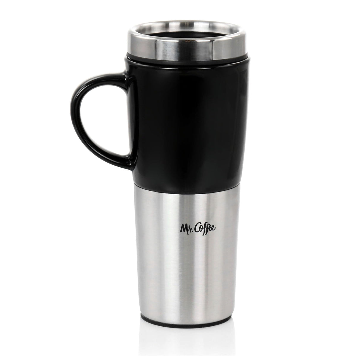 Stainless Steel Stoneware Travel Mug, 16 Oz, Black V637978
