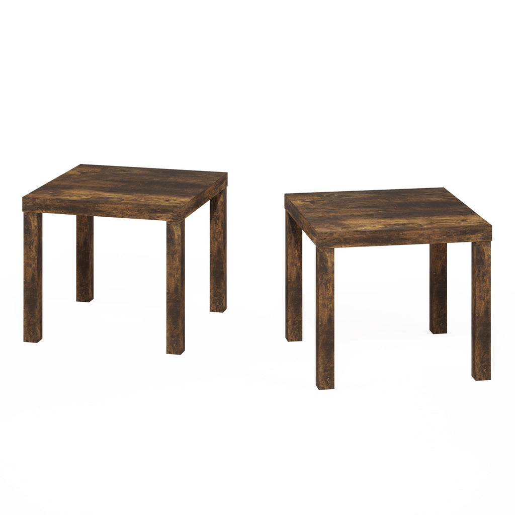Rustic Brown Square Side Table Set of 2 S36396