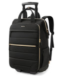 Black Rolling Puffer Backpack with Wheels Z792