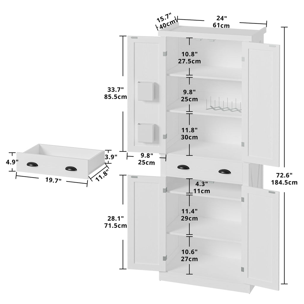 White Kitchen Pantry Storage Cabinet J72660
