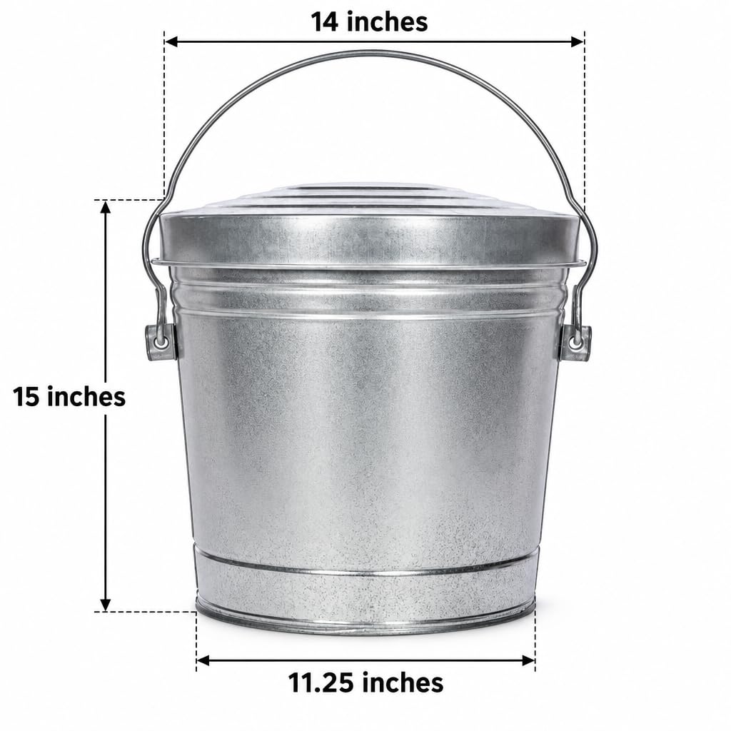 6 Gal Galvanized Steel Storage Can with Locking Lid F668752
