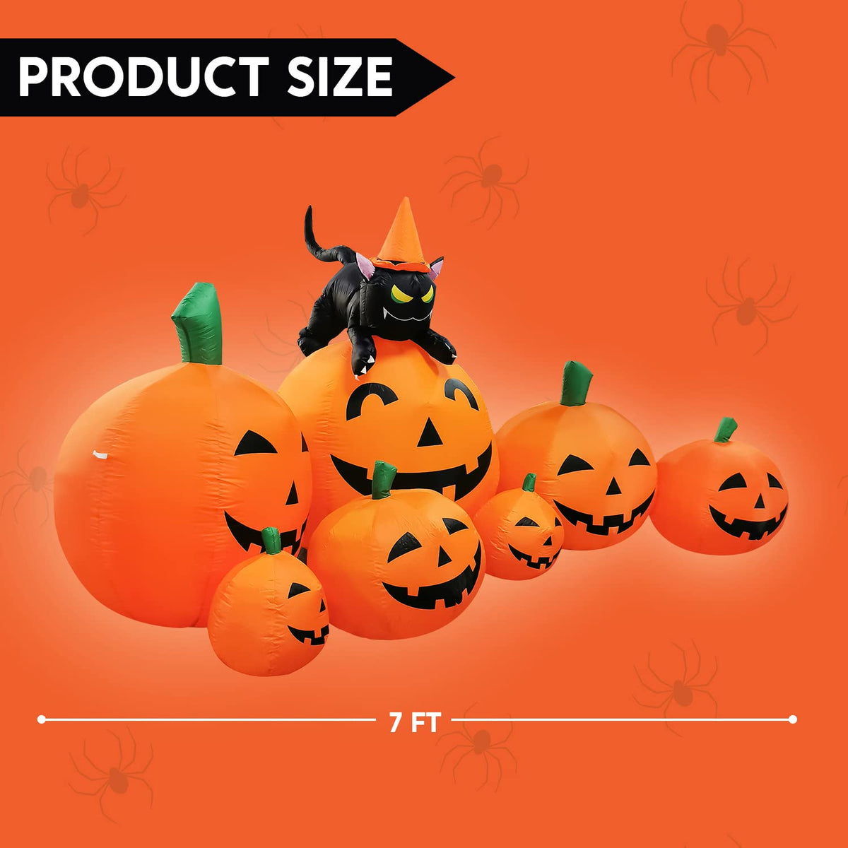 7 FT Long Halloween Inflatables Pumpkin Outdoor Decoration C397211