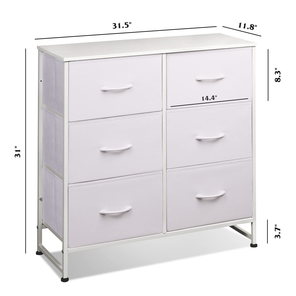 White 6 Drawer Dresser A161