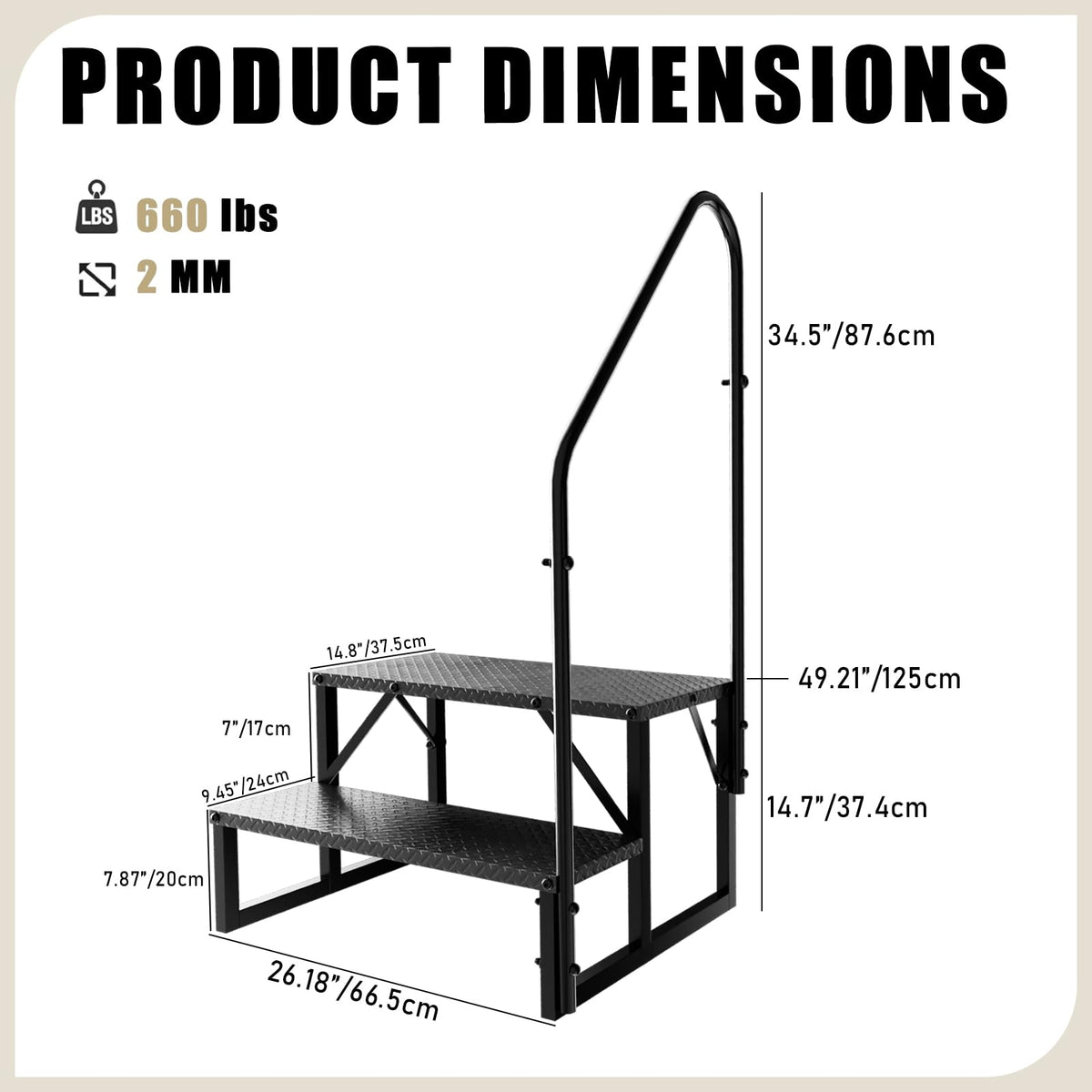 2 Step Ladder with Handrail V40190
