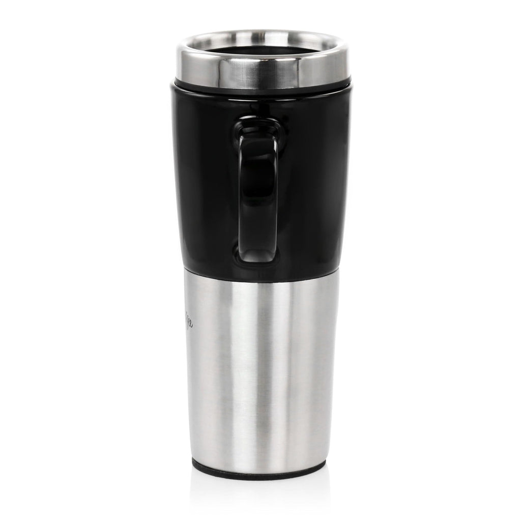 Stainless Steel Stoneware Travel Mug, 16 Oz, Black V637978