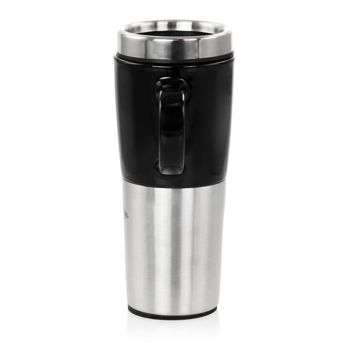 Stainless Steel Stoneware Travel Mug, 16 Oz, Black V637978
