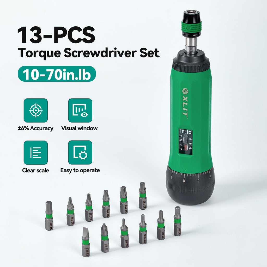 Adjustable Torque Screwdriver Set, 13-Piece 1/4" Hex Quick Release U3887