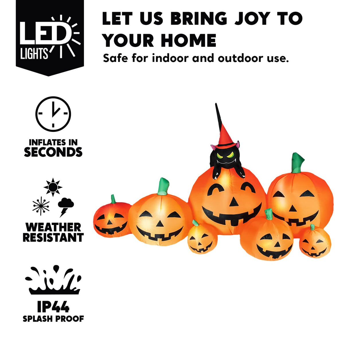 7 FT Long Halloween Inflatables Pumpkin Outdoor Decoration C397211