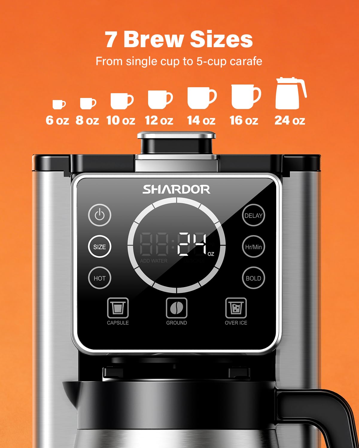 Single Serve & Carafe Coffee Maker, 6-24oz, Thermal Carafe B575443