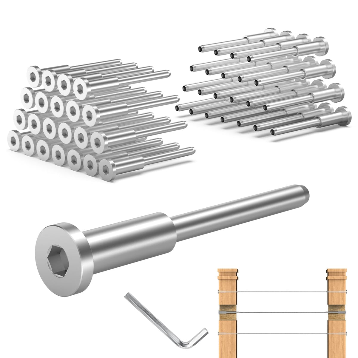 60 Pack T316 Stainless Steel 1/8" Cable Railing Kit N546