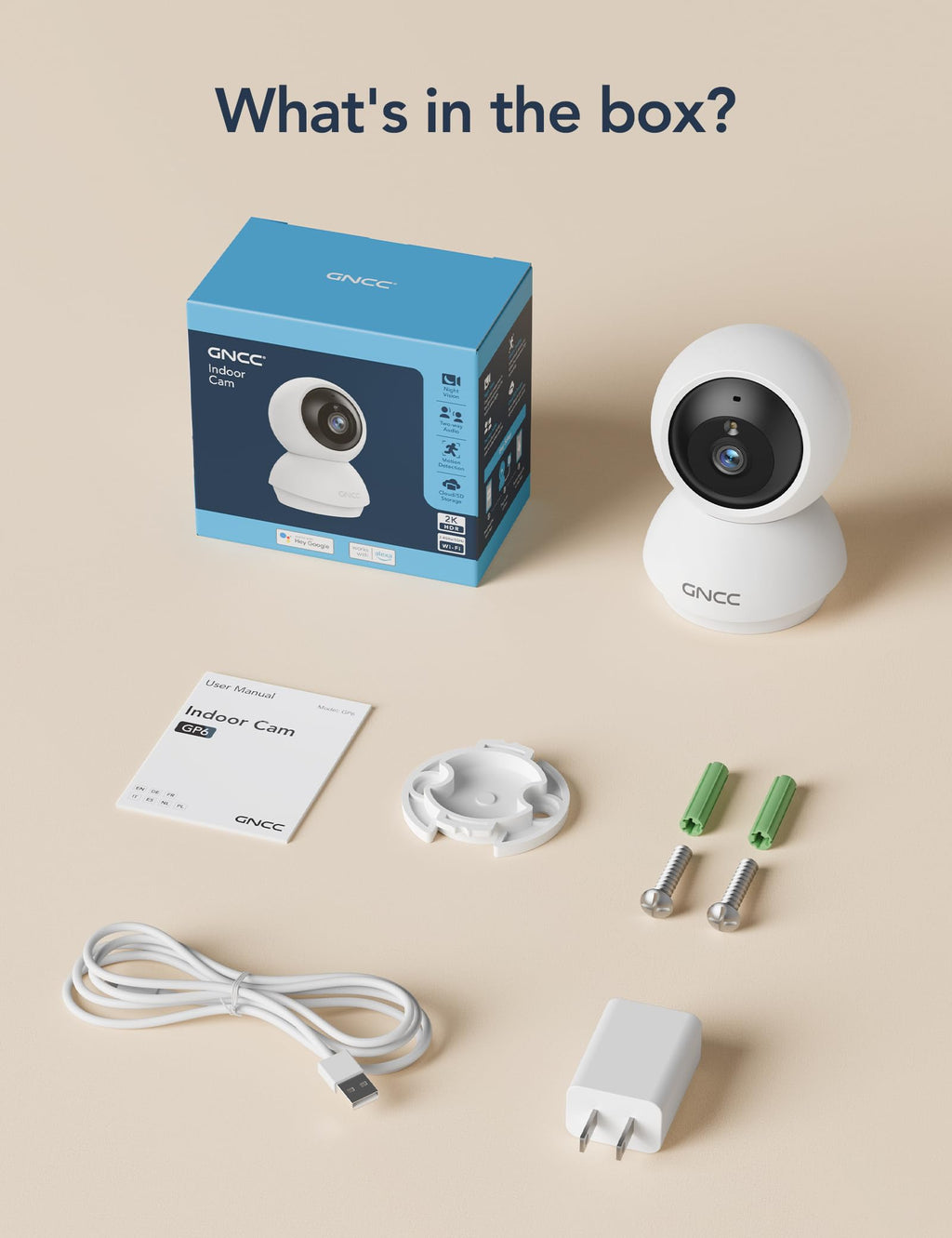 5Ghz WiFi Indoor Camera with 360°PTZ, 4 Pack E901442