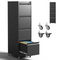 4 Drawer Black Metal File Cabinet with Lock V568494