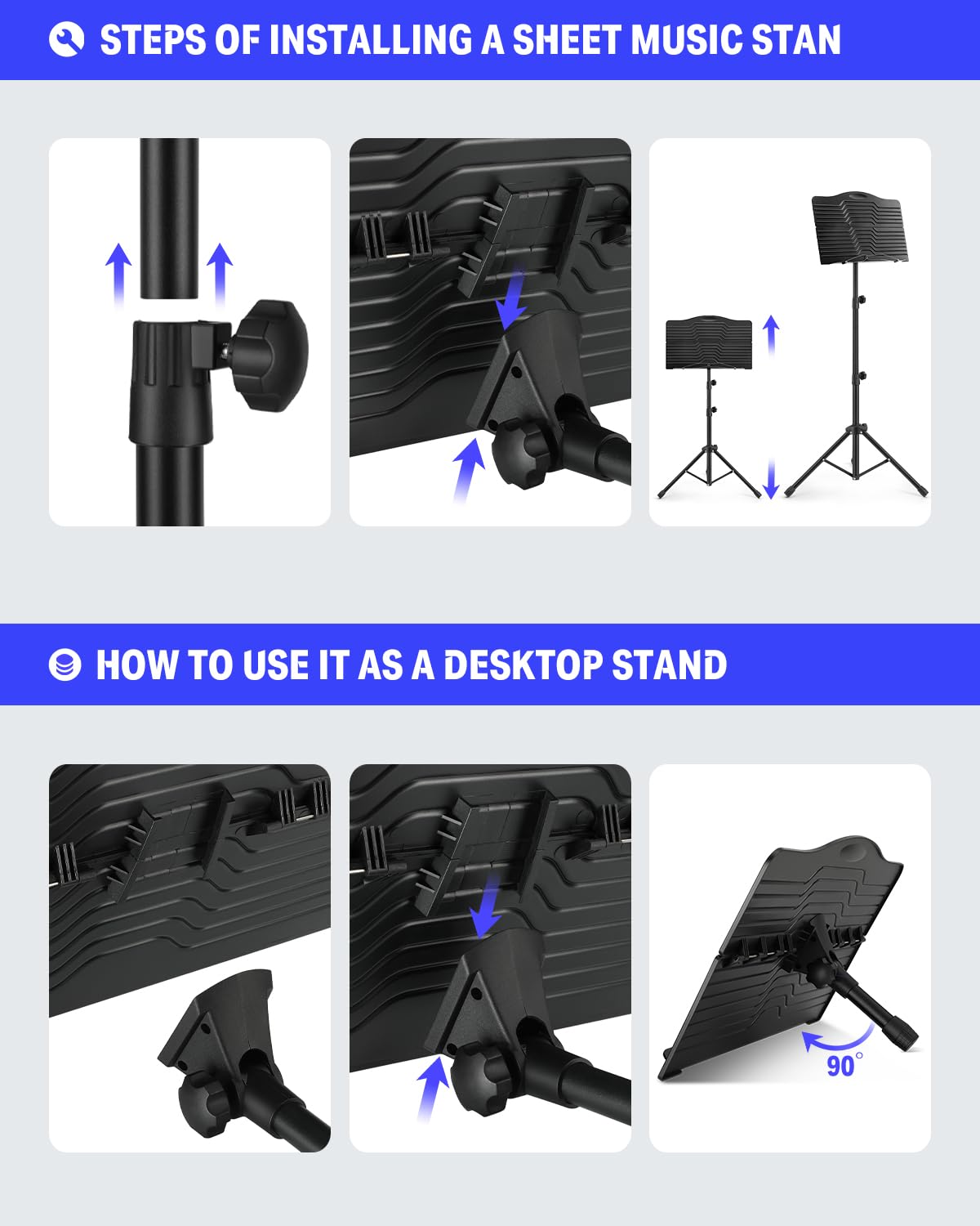 Sheet Music Stand with Light & Carrying Bag Y715
