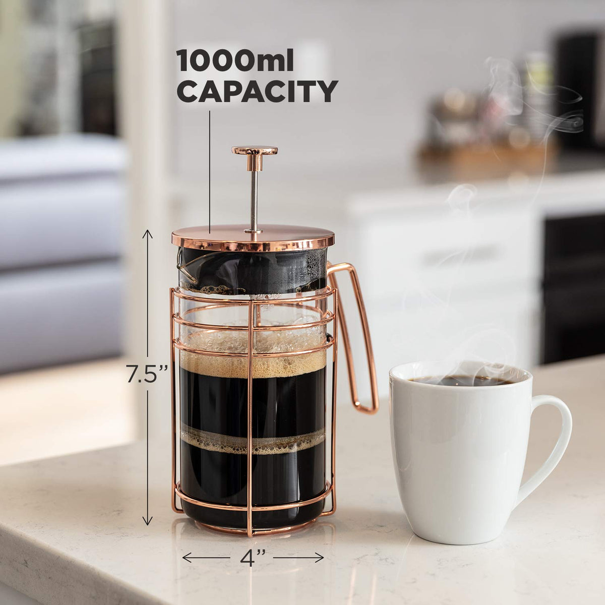 1000ml Rose Gold French Press Coffee Maker R248