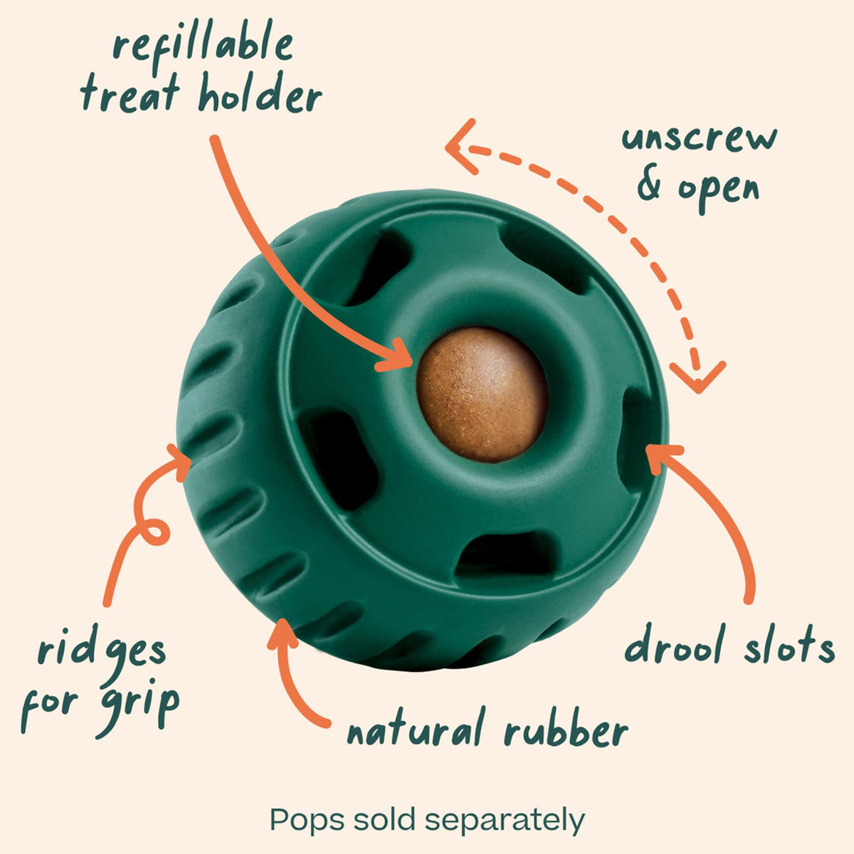 Interactive Dog Ball Toy 25-75 lbs Green U957165