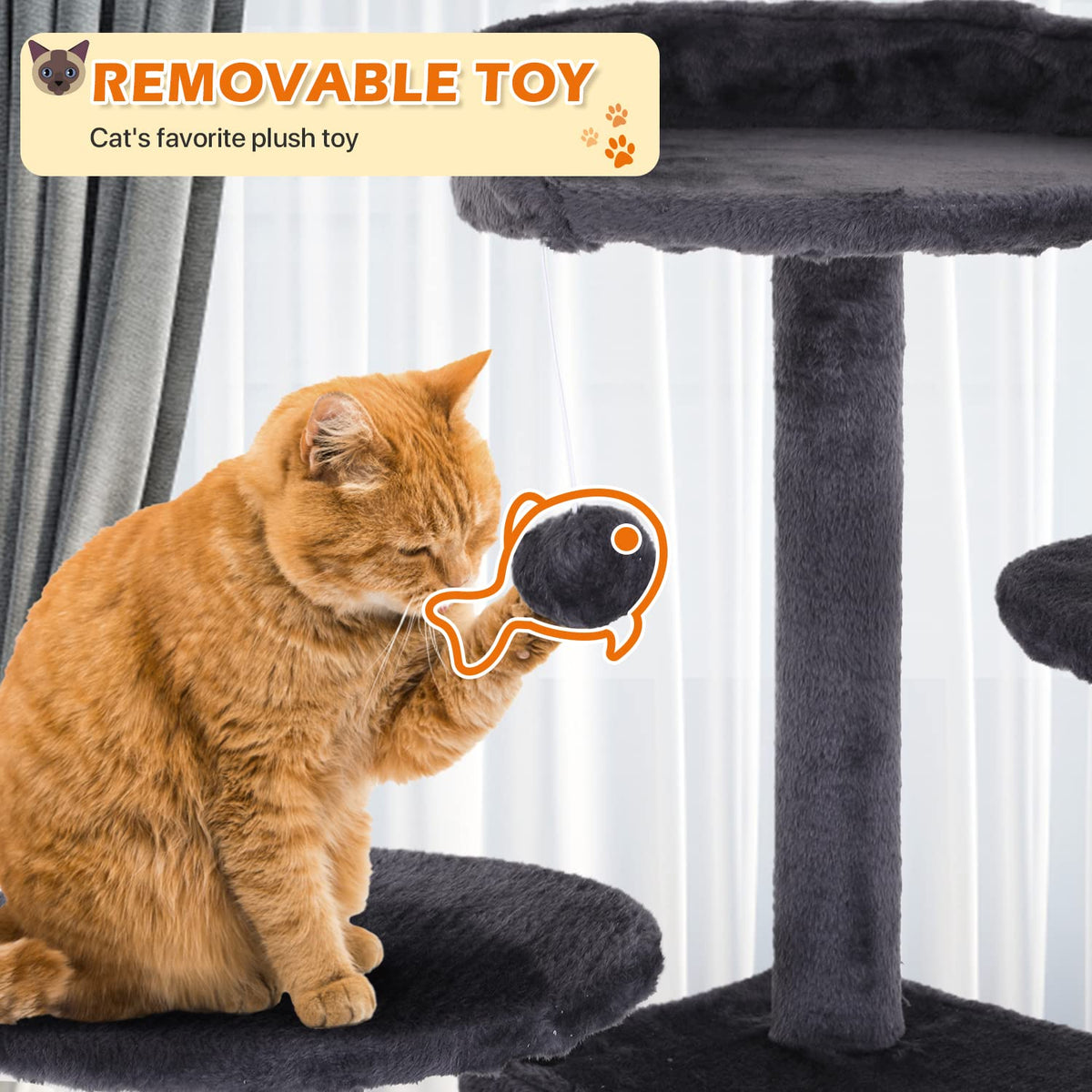 70 Inch Light Gray Cat Tree with 2 Condos, 3 Scratching Posts D91928
