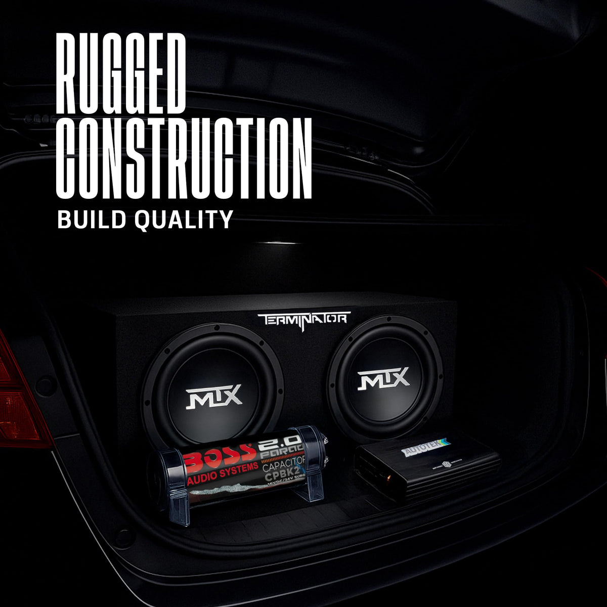 Dual 12" Subwoofer Box, Mono Amp, & Wiring Kit V63547