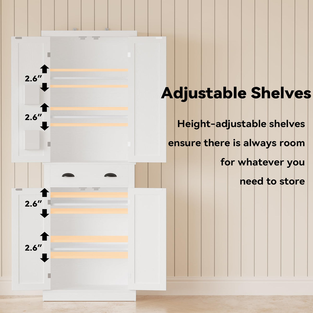 White Kitchen Pantry Storage Cabinet J72660