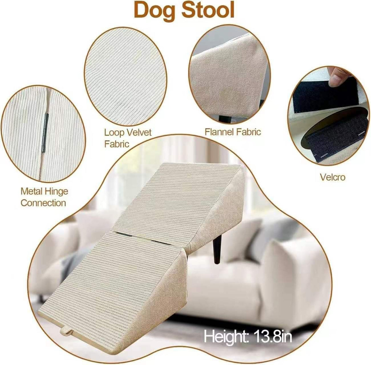 Foldable Dog Ramp Convertible Dog Steps Ottoman B7316