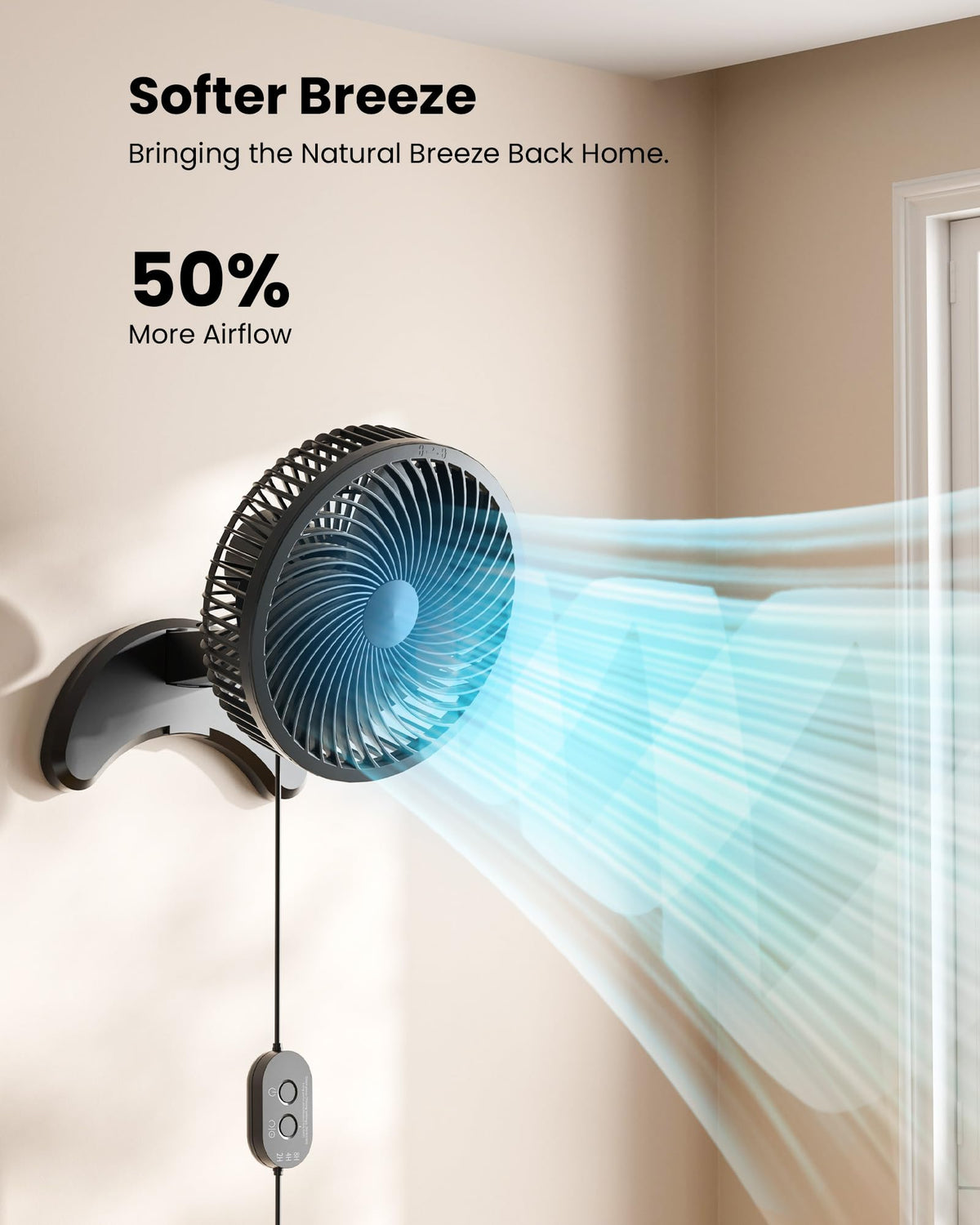 8'' Wall Mount Fan with Timer S398