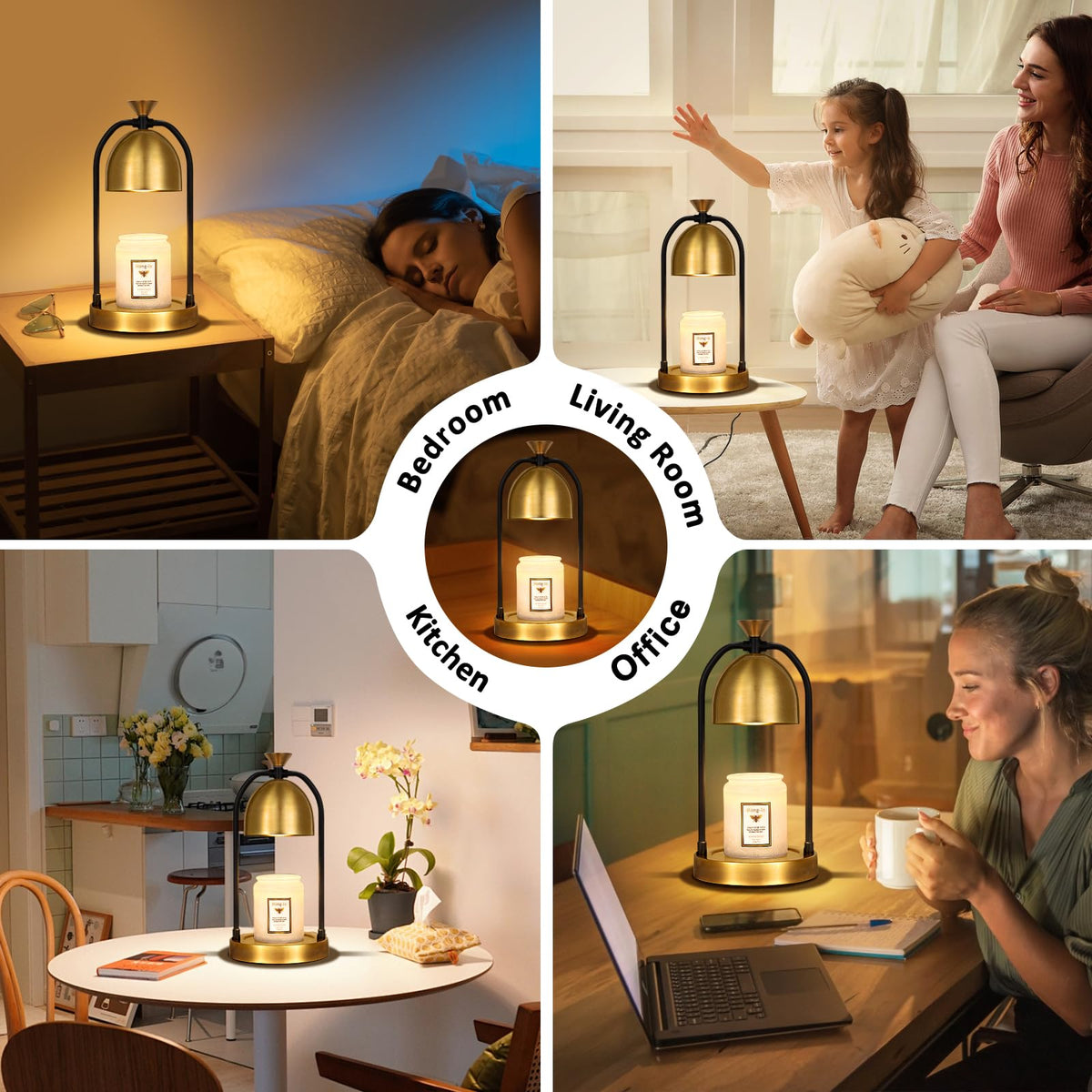 Gold Candle Warmer Lamp with Timer O5295