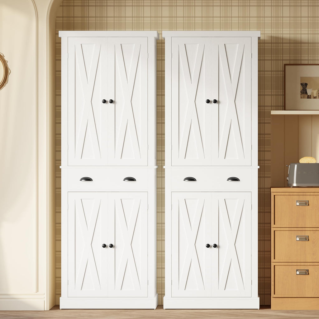 White Kitchen Pantry Storage Cabinet J72660