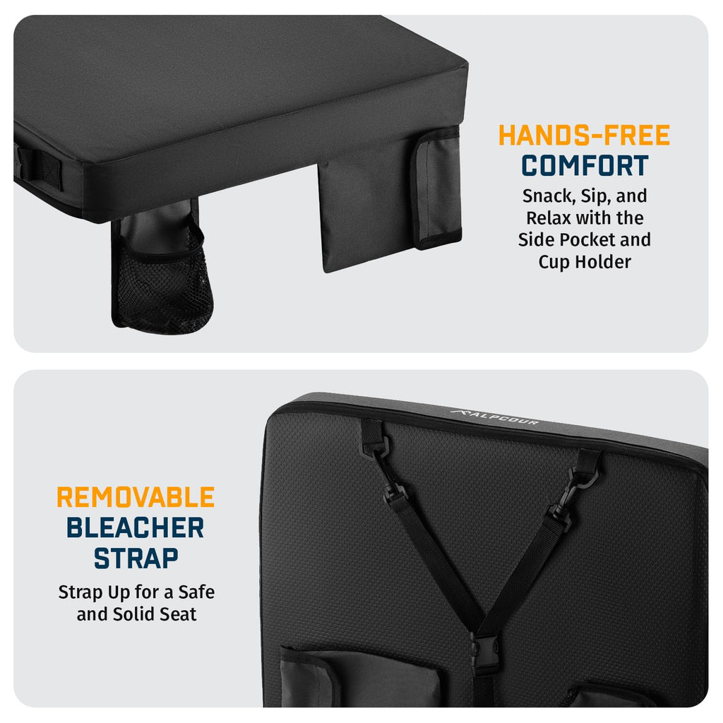 Portable Extra Thick Stadium Seat Cushion with Cup Holder B393