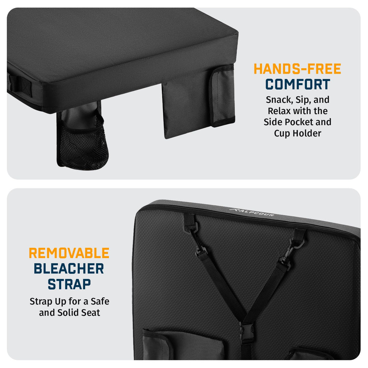Portable Extra Thick Stadium Seat Cushion with Cup Holder B393