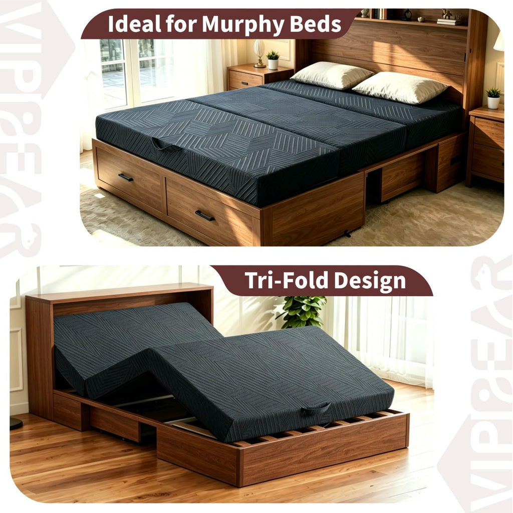 6 Inch Cooling Gel Memory Foam Trifold Mattress with Ice Silk Cover V952