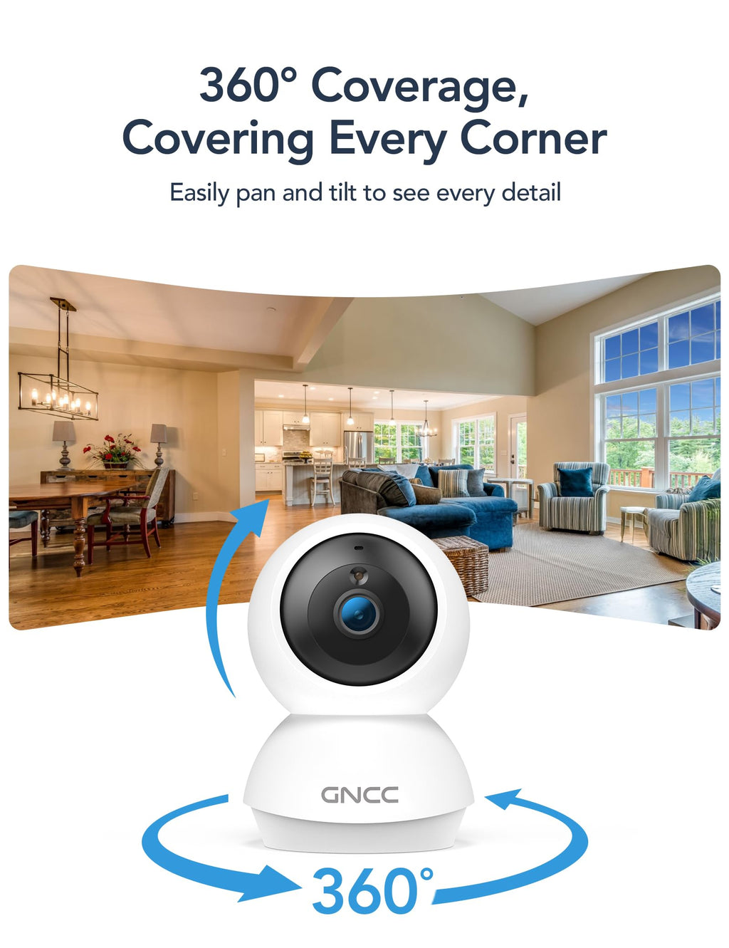 5Ghz WiFi Indoor Camera with 360°PTZ, 4 Pack E901442