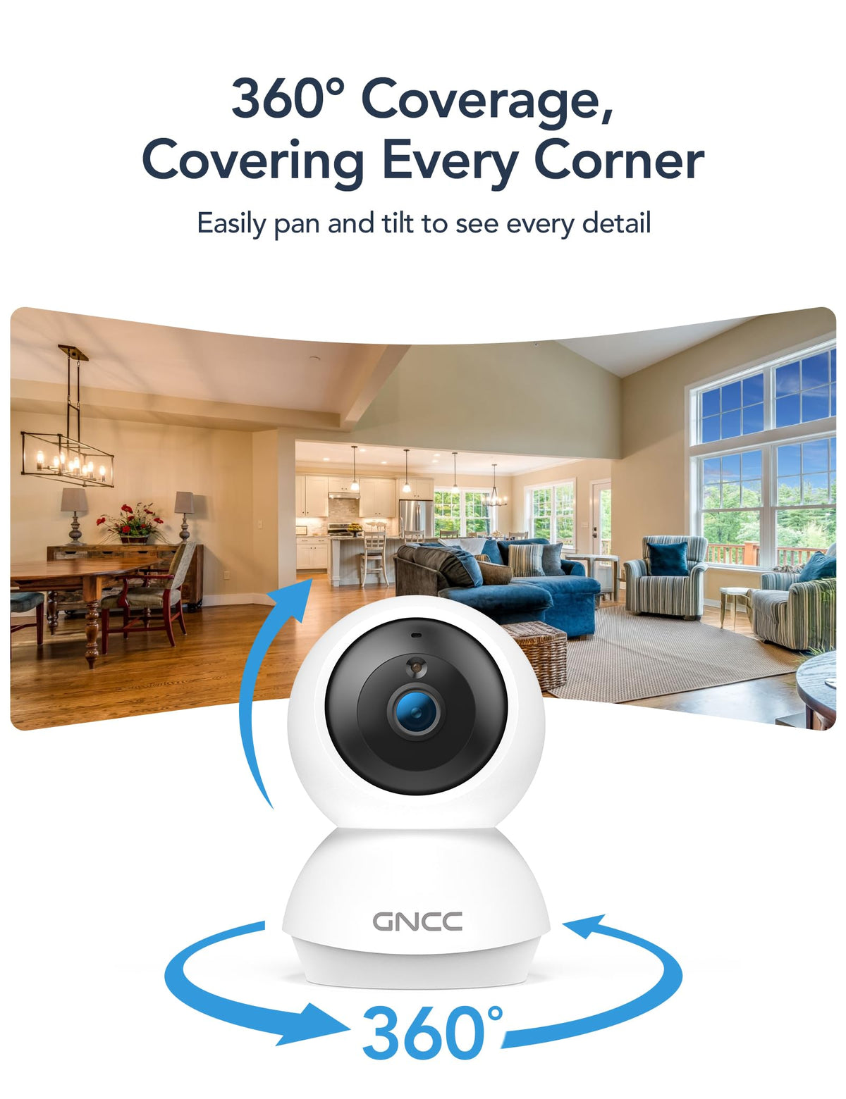 5Ghz WiFi Indoor Camera with 360°PTZ, 4 Pack E901442