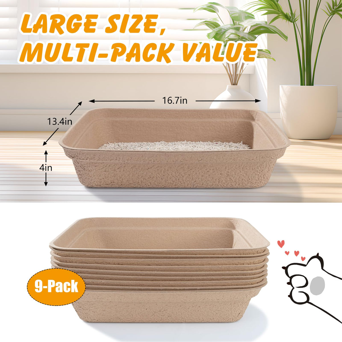 Disposable Cat Litter Box 9-Pack P170