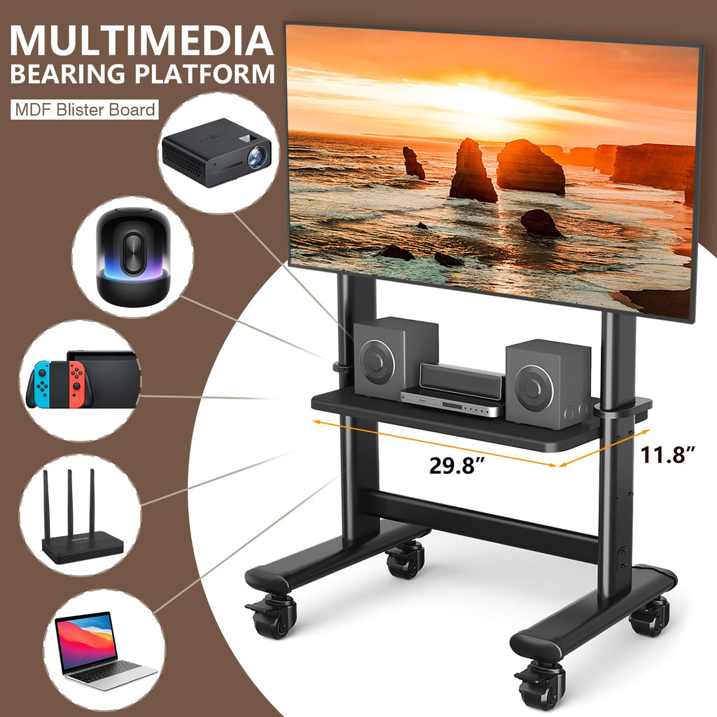 Mobile TV Cart Rolling TV Stand with Wheels for 55-120" TVs V25828