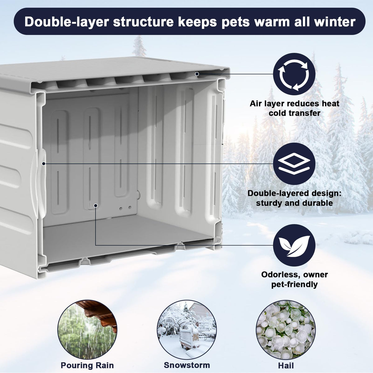 Heated Cat House with Safety Escape Doors and Heating Pads P926